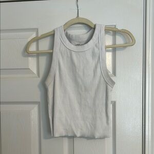Aerie White Fitted Crop Tank Top